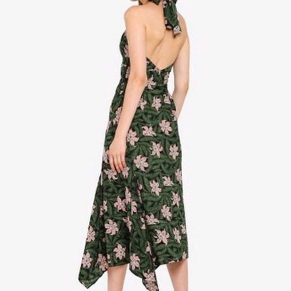 Topshop | Hibiscus Floral Halter Neck Midi Dress 4 - Picture 2 of 8